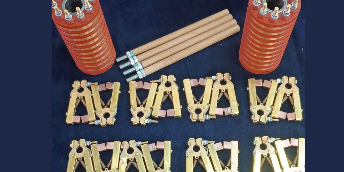 Conjunto completo de Anéis Coletores, Porta Escovas e Hastes Isoladas