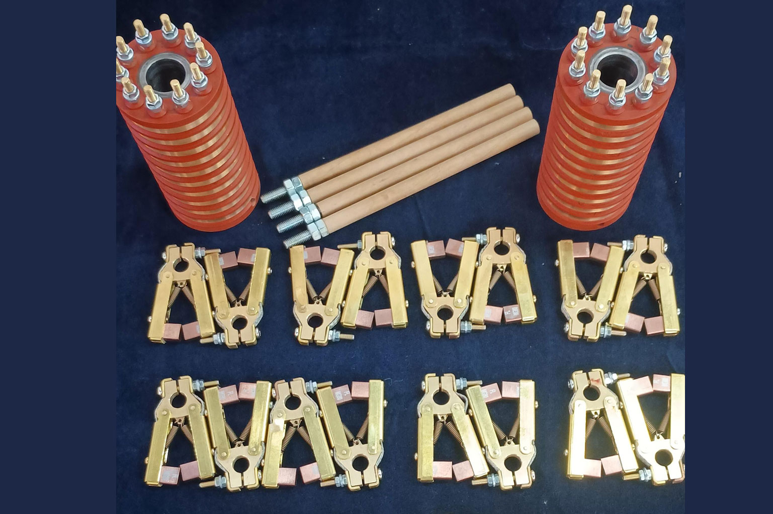 Conjunto completo de Anéis Coletores, Porta Escovas e Hastes Isoladas